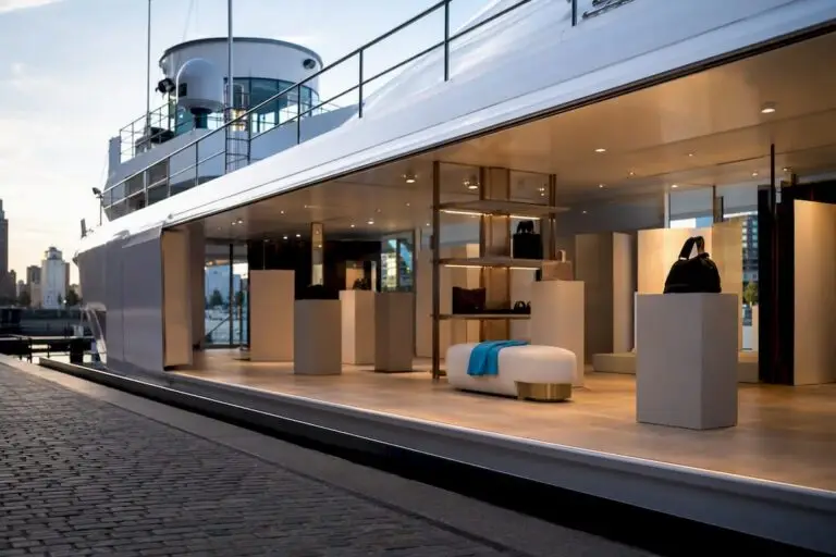 Tijdelijke showroom op een evenementenschip